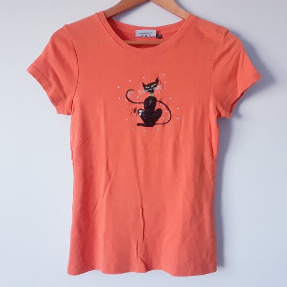 Vintage Tops - RARE Vintage 90s Black Cat Halloween Top